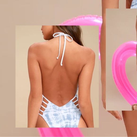 Kyra Blue Tie-Dye Reversible Halter One Piece Swimsuit Arrow & Eve - Picture 3 of 10